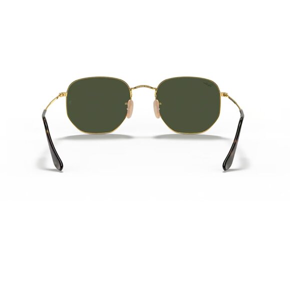 Ray-Ban Hexagonal Sunglasses Green Lenses Gold Metal Frame Adjustable Nosepads - Picture 10 of 11